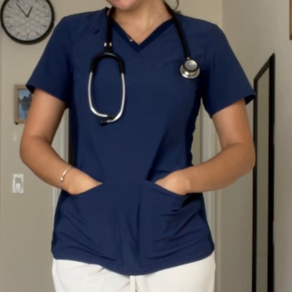 Cherokee iflex Women's V-Neck Knit Panel Scrub Top